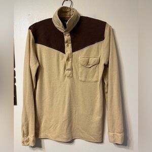 1970’s Levi Strauss Men's Tan and Brown Shirt
